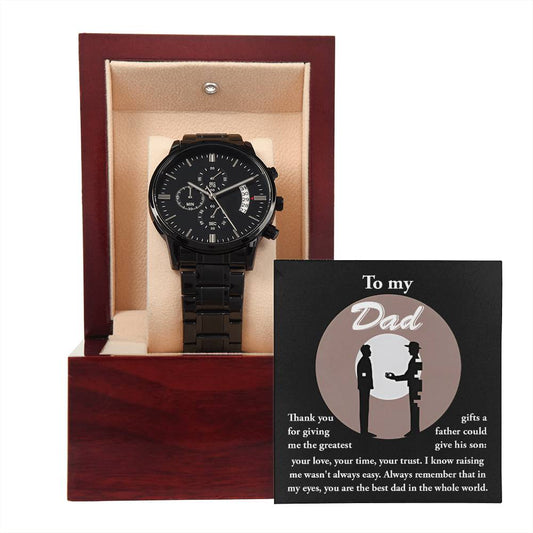 The Greatest Gifts -  Black Chronograph Watch For Dad