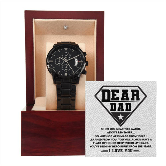 Place Of Honor - Black Chronograph Watch For Dad