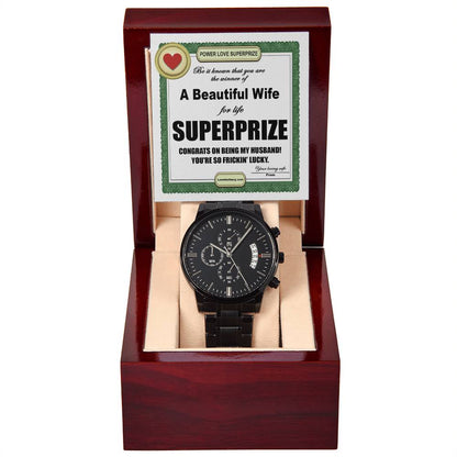 SuperPrize - Black Chronograph Watch For Husband