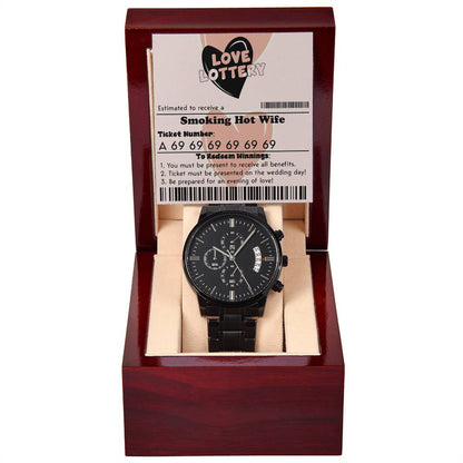 Love Lottery - Black Chronograph Watch For Husband