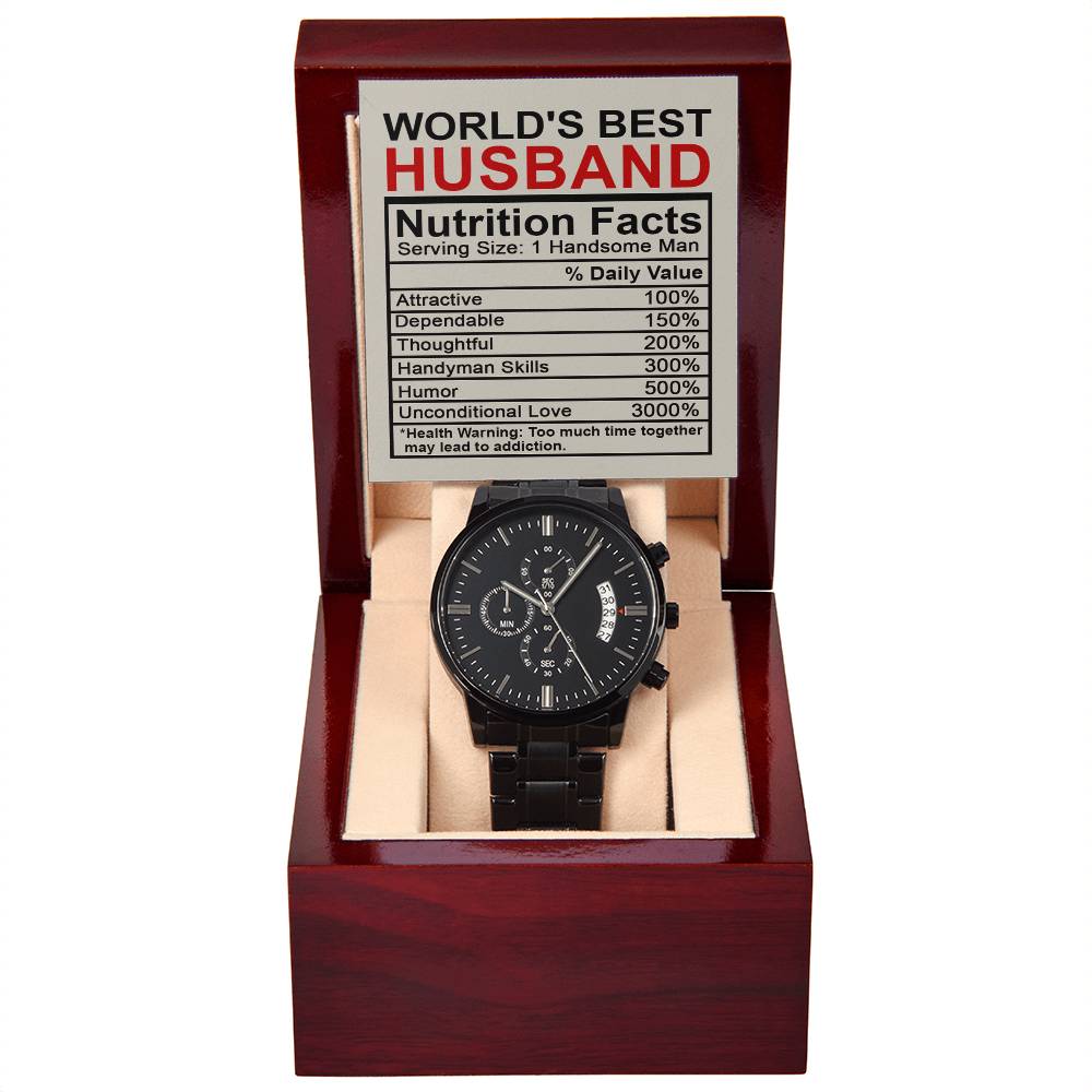 Nutrition Facts - Black Chronograph Watch For World's Best Husband