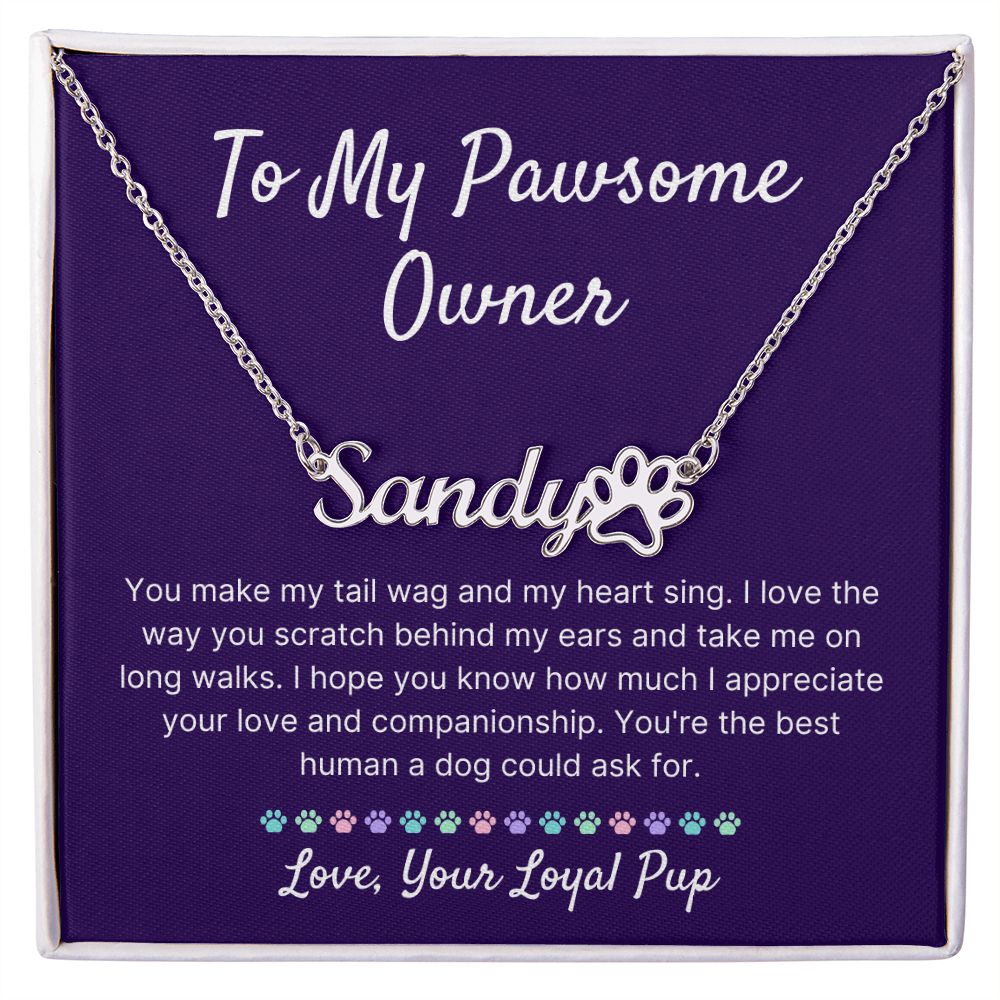 You Make My Heart Sing - Name Necklace With Paw Print Character