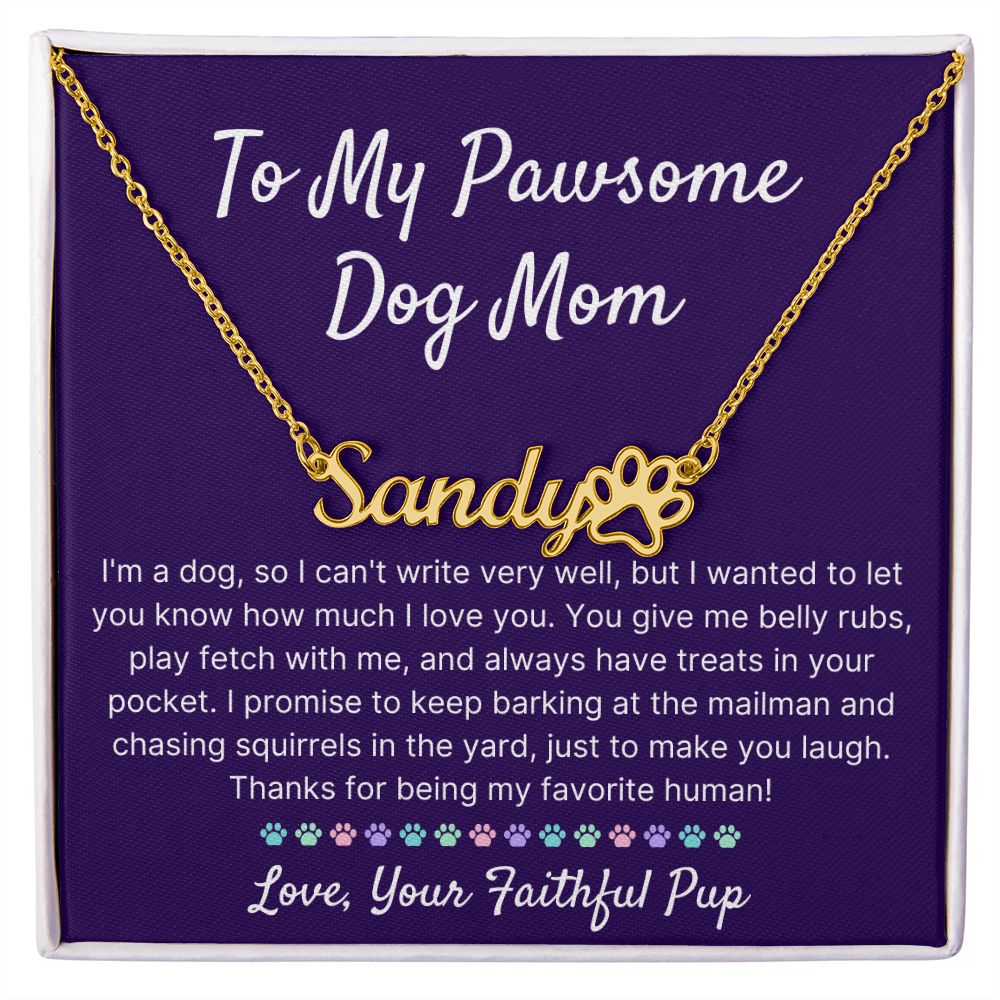 My Favorite Human - Personalized Name Necklace With Paw Character