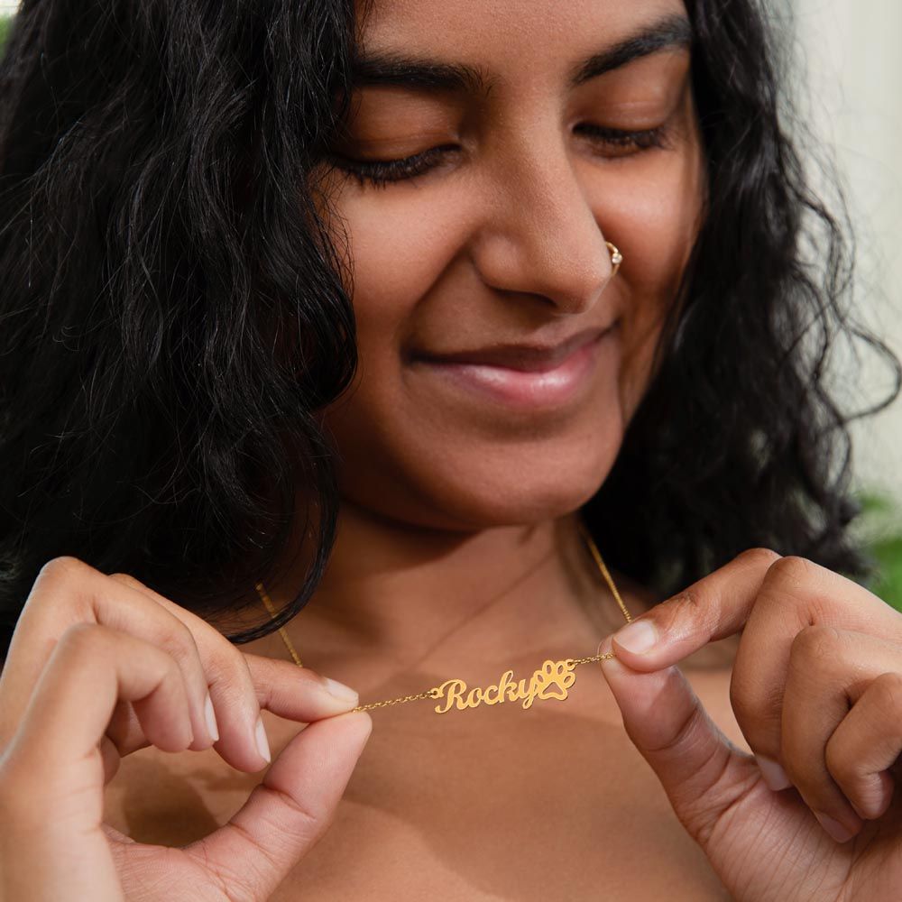 My Favorite Human - Personalized Name Necklace With Paw Character