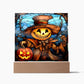 Pumpkin Ghost Stained Glass Halloween-Themed Acrylic Display Centerpiece