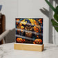 Owl Stained Glass Halloween-Themed Acrylic Display Centerpiece