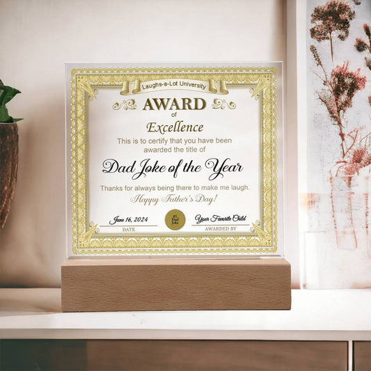 Award Of Excellence - Acrylic Display Centerpiece For Dad