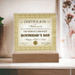 Certificate Of Achievement - Acrylic Display Centerpiece For Boyfriend's Dad