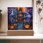 Haunted Mansion Stained Glass Halloween-Themed Acrylic Display Centerpiece