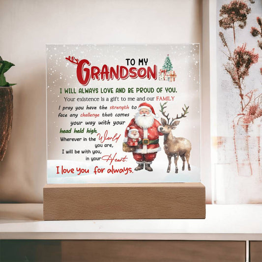 With You In Your Heart - Christmas-Themed Acrylic Display Centerpiece For Grandson