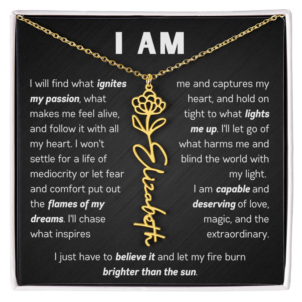 The "I Am" Name Necklace - Customize With Your Name & Birth Flower 🌼