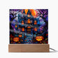 Haunted Mansion Stained Glass Halloween-Themed Acrylic Display Centerpiece
