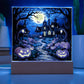 Haunted House Stained Glass Halloween-Themed Acrylic Display Centerpiece