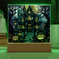 Haunted Mansion Stained Glass Halloween-Themed Acrylic Display Centerpiece