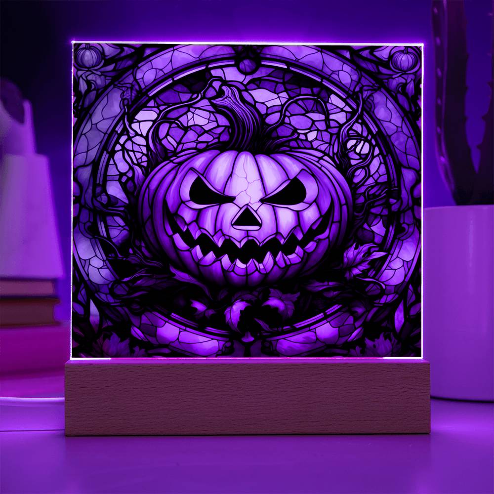 Pumpkin Stained Glass Halloween-Themed Acrylic Display Centerpiece