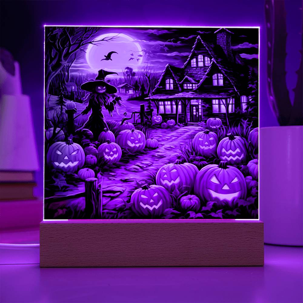 Halloween Mansion Stained Glass Halloween-Themed Acrylic Display Centerpiece