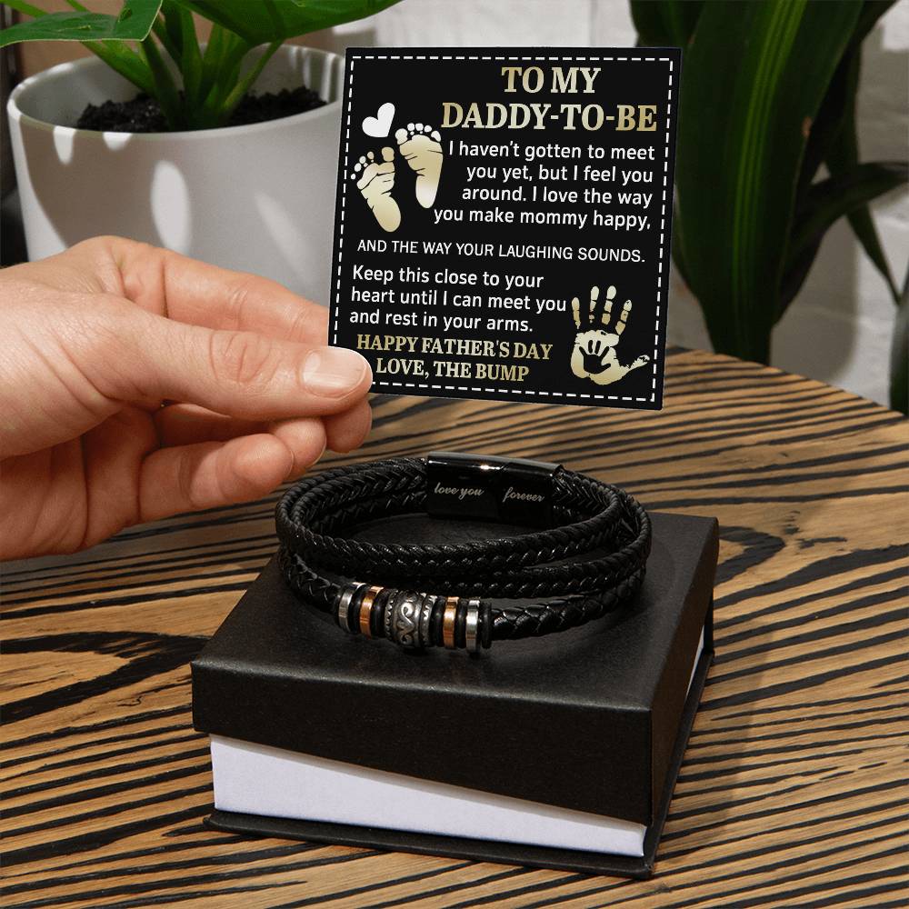 I Feel You Around - Vegan Leather Bracelet For Daddy-To-Be