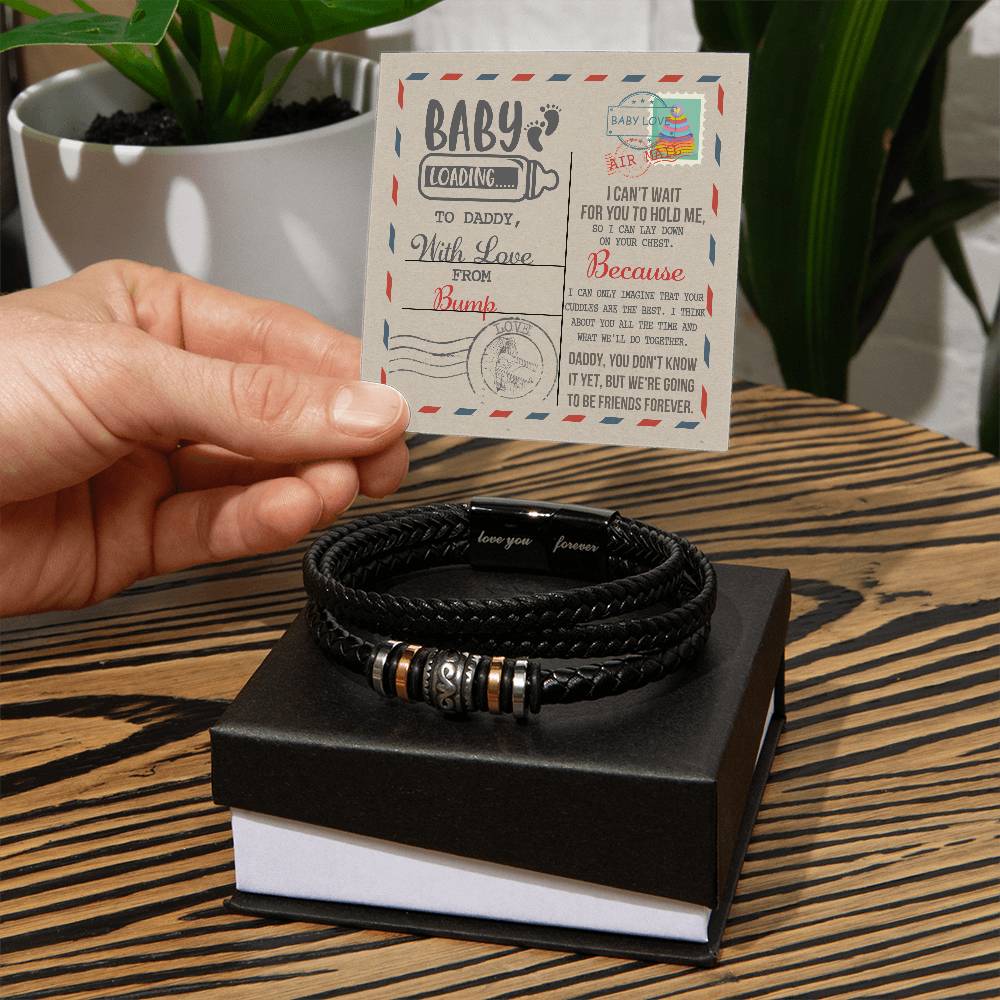 Baby Loading - Vegan Leather Bracelet For Daddy-To-Be