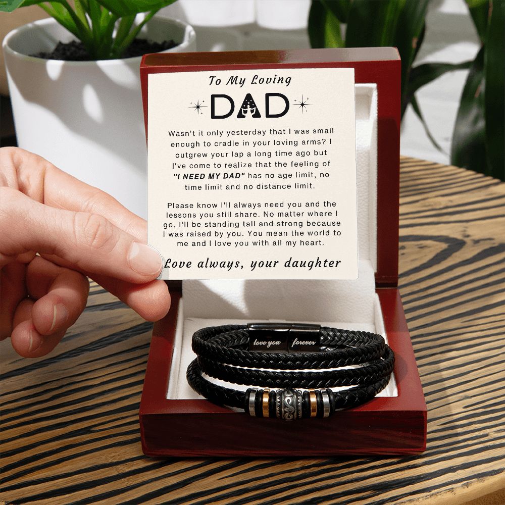 You Mean The World To Me - Vegan Leather Bracelet For Dad