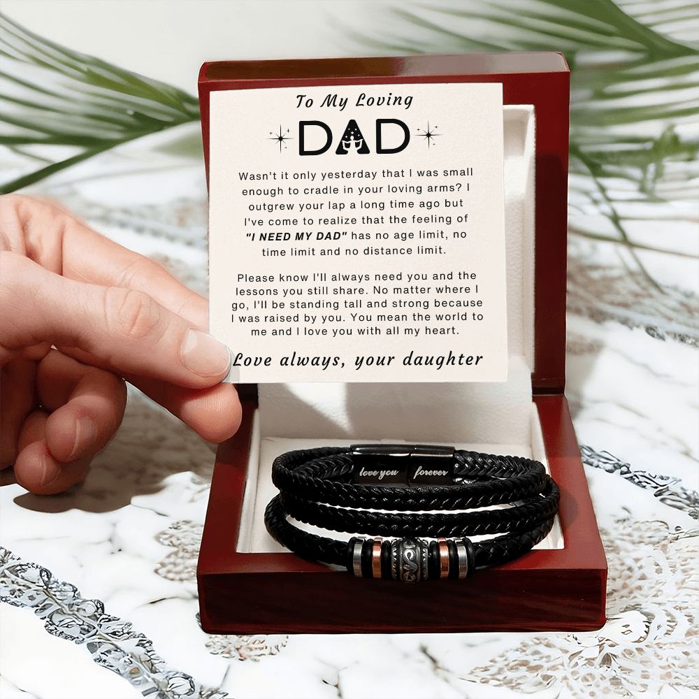 You Mean The World To Me - Vegan Leather Bracelet For Dad