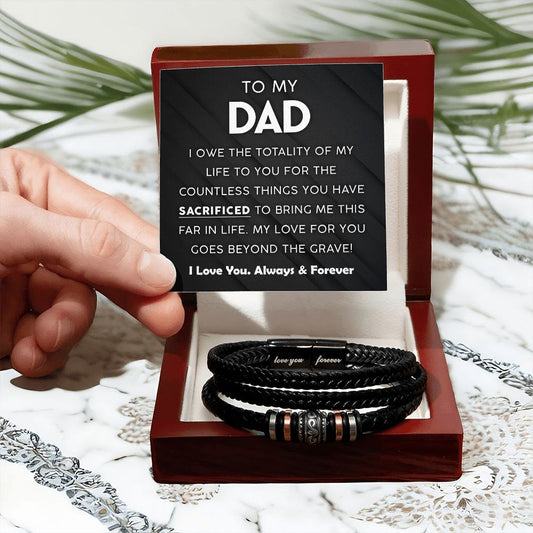 Your Countless Sacrifices - Vegan Leather Bracelet For Dad