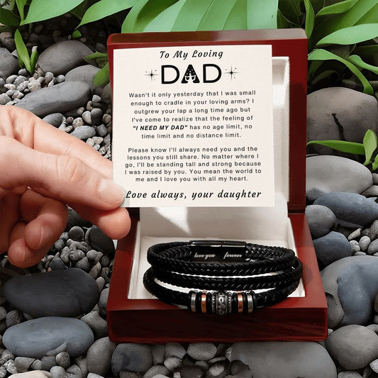 You Mean The World To Me - Vegan Leather Bracelet For Dad