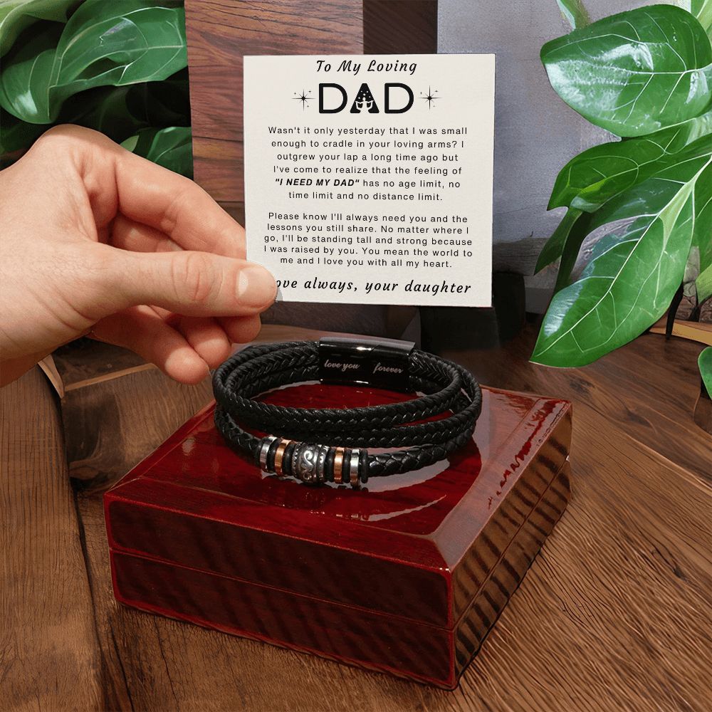 You Mean The World To Me - Vegan Leather Bracelet For Dad