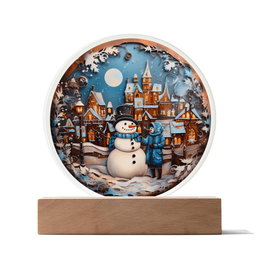 Snowman In Town - Christmas-Themed Acrylic Display Centerpiece