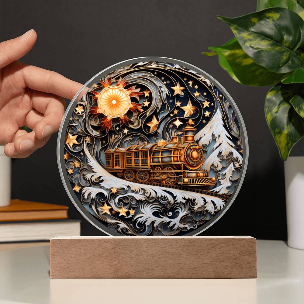 Wooden Christmas Train - Christmas-Themed Acrylic Display Centerpiece