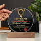 Certificate Of Excellence - Circle Acrylic Display Centerpiece For Girlfriend's Mom