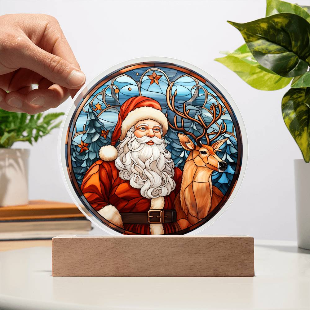 Santa & Reindeer - Christmas-Themed Acrylic Display Centerpiece