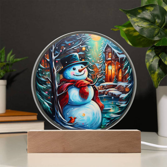 Watercolor Snowman - Christmas-Themed Acrylic Display Centerpiece