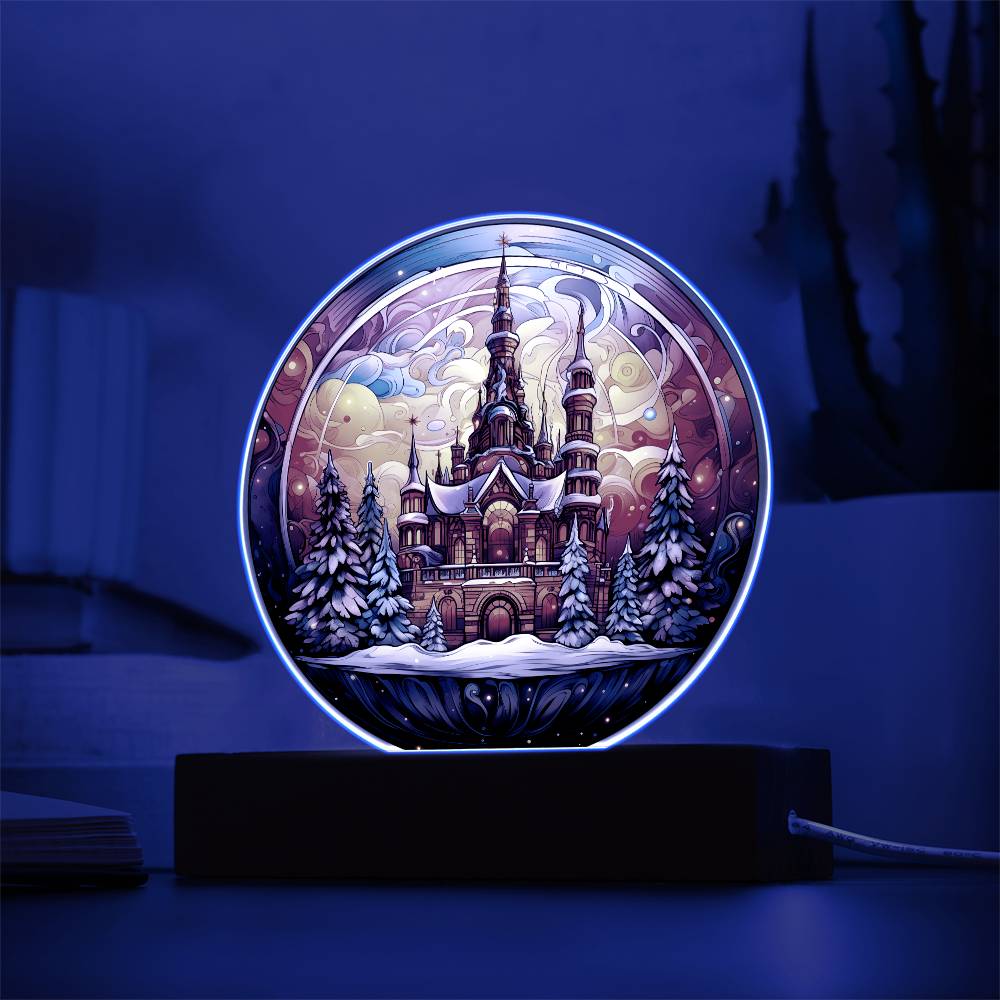 Crystal Ball Castle Winter Wonderland - Christmas-Themed Acrylic Display Centerpiece