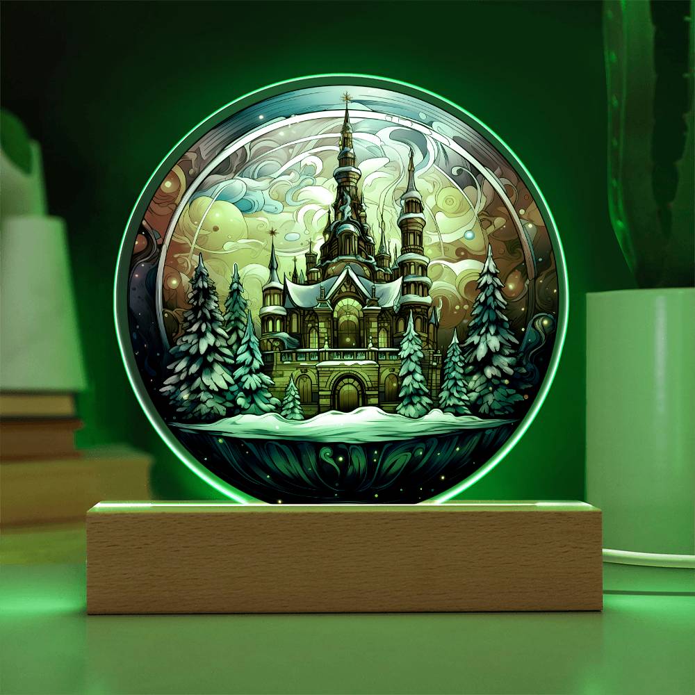 Crystal Ball Castle Winter Wonderland - Christmas-Themed Acrylic Display Centerpiece