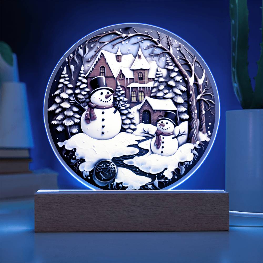 Twin Snowman - Christmas-Themed Acrylic Display Centerpiece