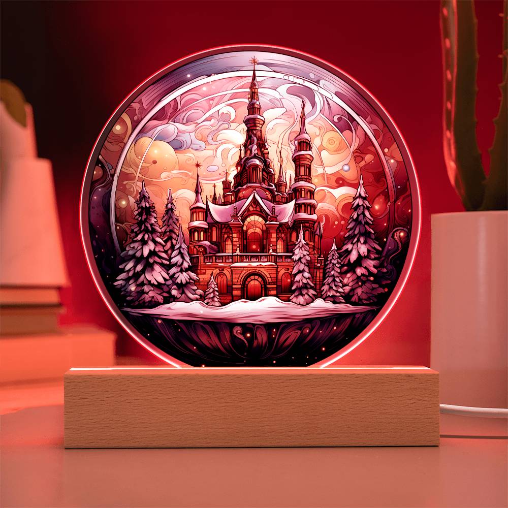 Crystal Ball Castle Winter Wonderland - Christmas-Themed Acrylic Display Centerpiece