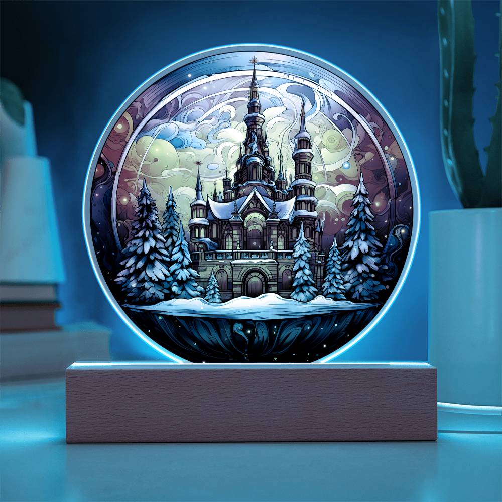 Crystal Ball Castle Winter Wonderland - Christmas-Themed Acrylic Display Centerpiece