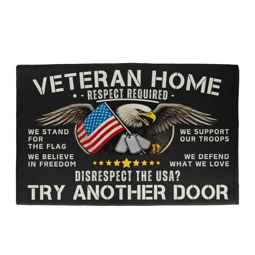 🇺🇸 Veteran Home Welcome Mat – Respect Required, No Exceptions