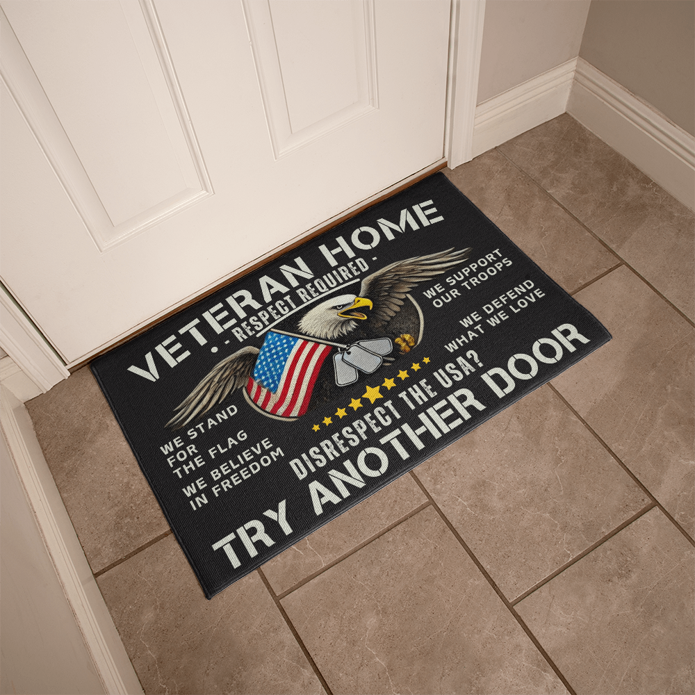 🇺🇸 Veteran Home Welcome Mat – Respect Required, No Exceptions