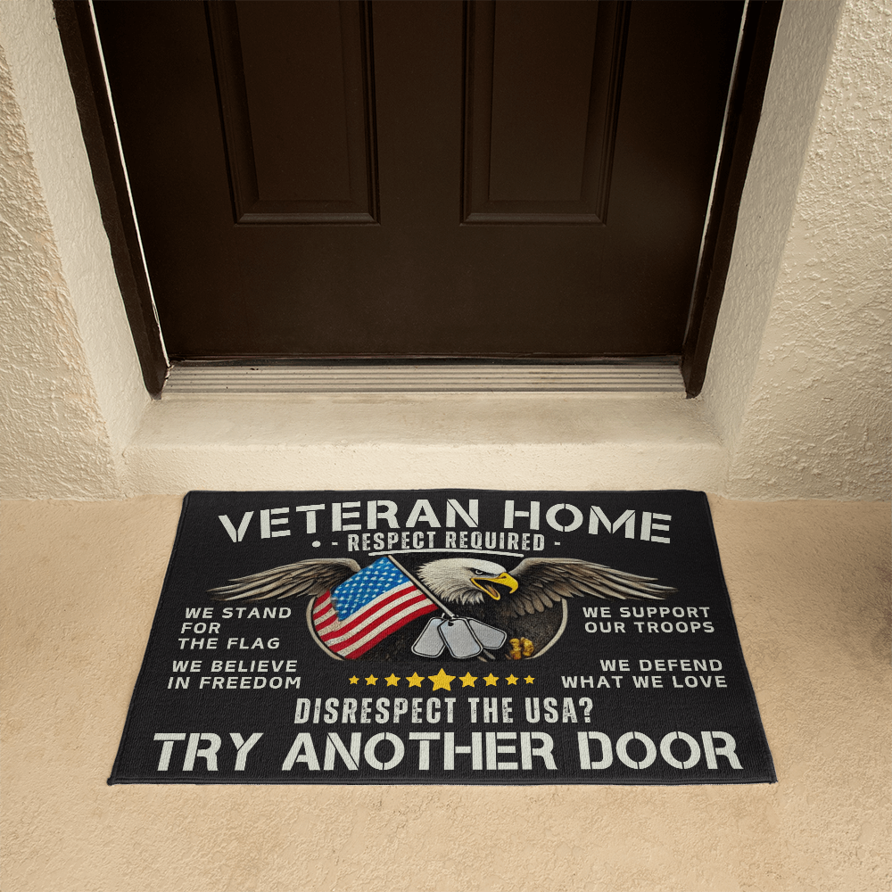 🇺🇸 Veteran Home Welcome Mat – Respect Required, No Exceptions