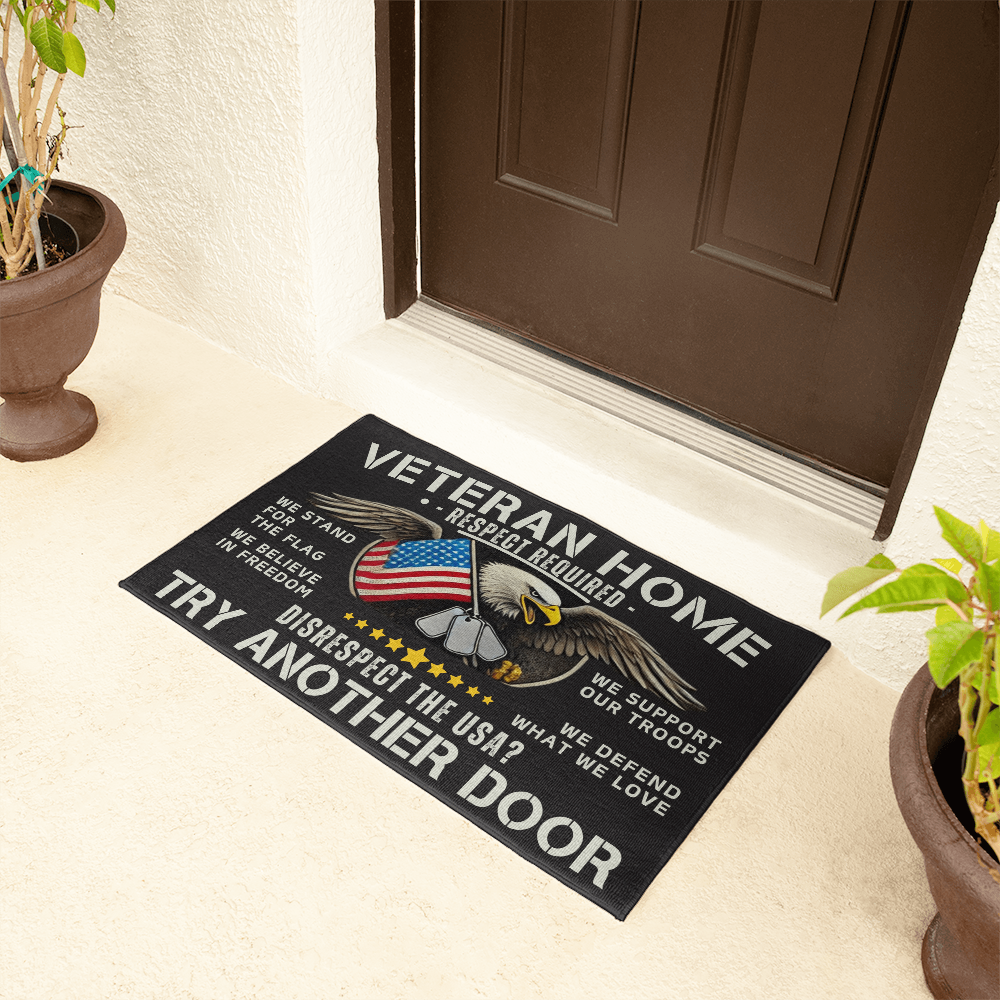 🇺🇸 Veteran Home Welcome Mat – Respect Required, No Exceptions