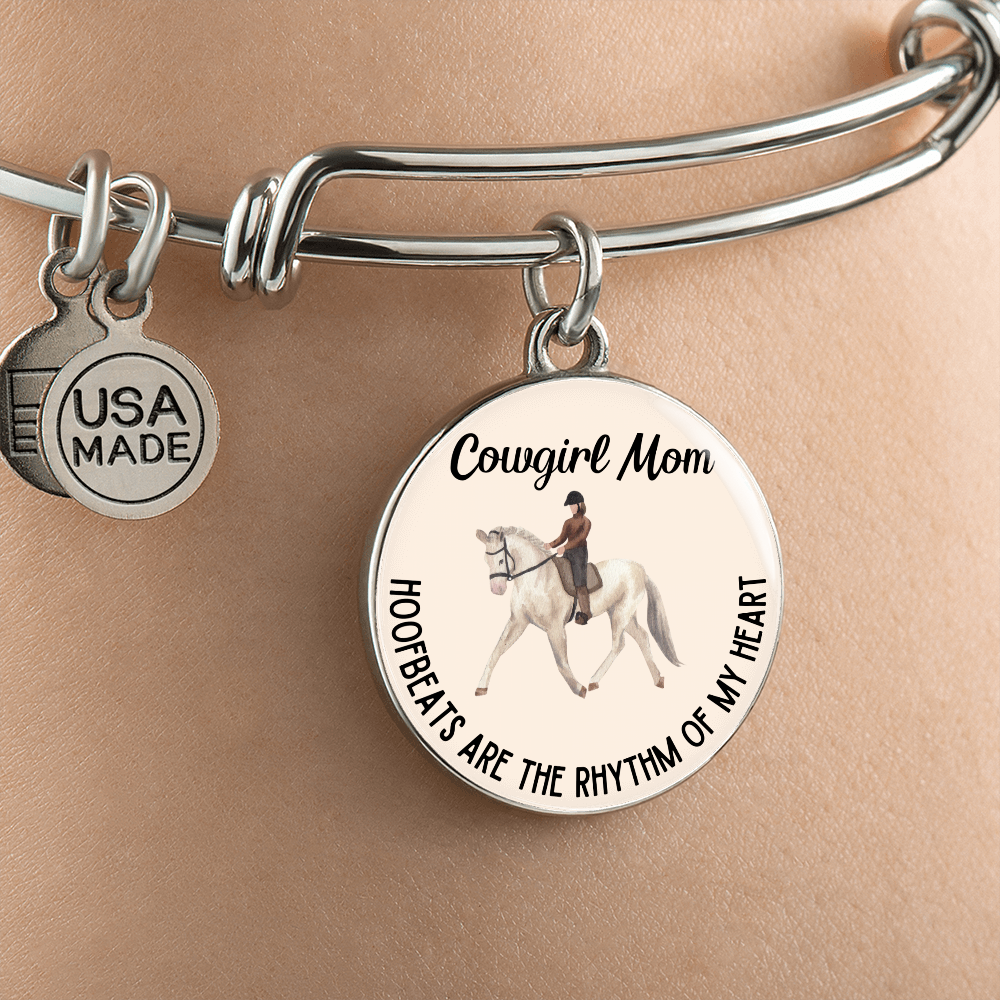 Hoofbeats Are The Rhythm Of My Heart Graphic Bangle For Cowgirl Mom