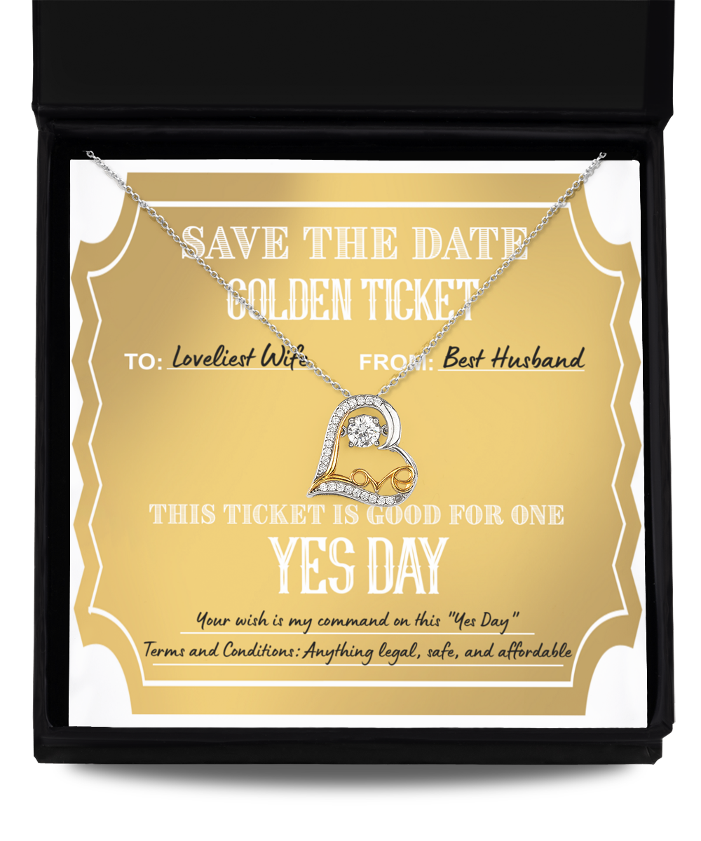 Golden Ticket - Love Dancing Necklace For Wife