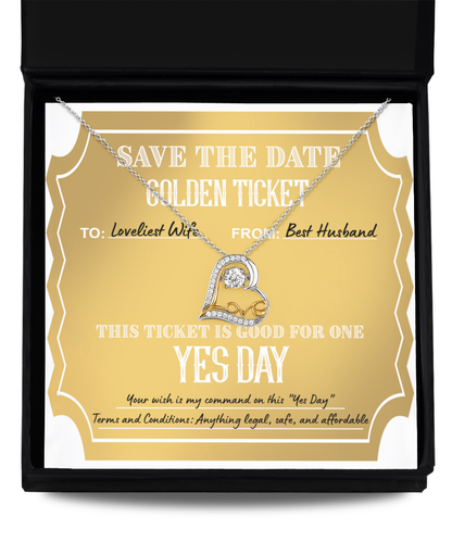 Golden Ticket - Love Dancing Necklace For Wife