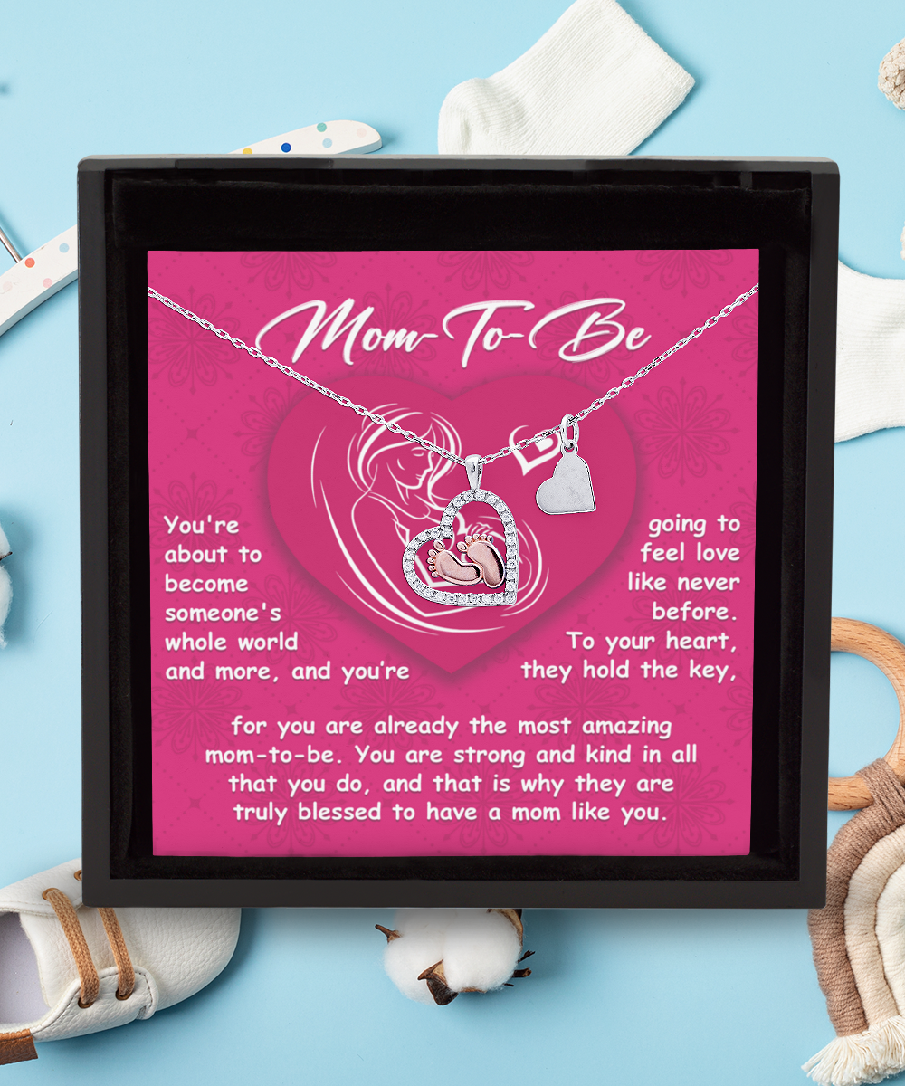 Someone's Whole World - Baby Feet Necklace For Mom-To-Be