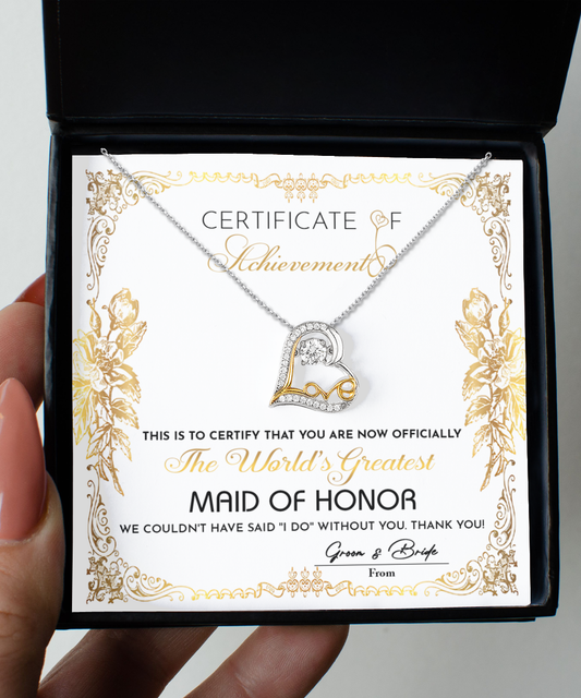 Certificate Of Achievement - Love Dancing Necklace For Maid Of Honor