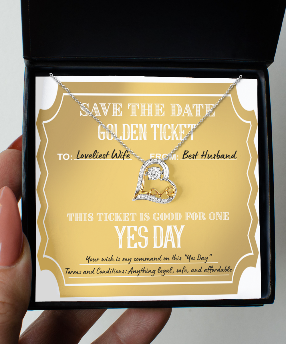 Golden Ticket - Love Dancing Necklace For Wife