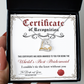 Certificate Of Recognition - Love Dancing Necklace For World's Best Bridesmaid