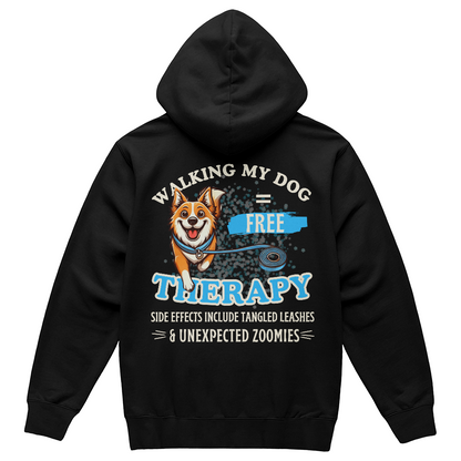 "Walking My Dog = Free Therapy" Funny Dog Lover Unisex Hoodie