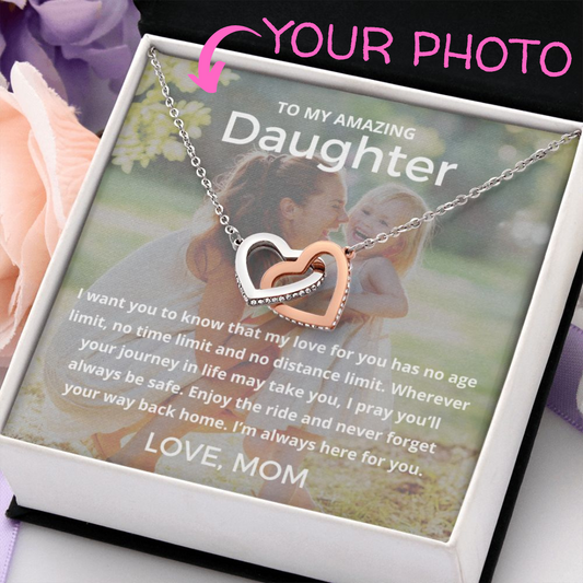 My Amazing Daughter - Interlocking Hearts Necklace For Daughter (Personalize With Your Photo!)